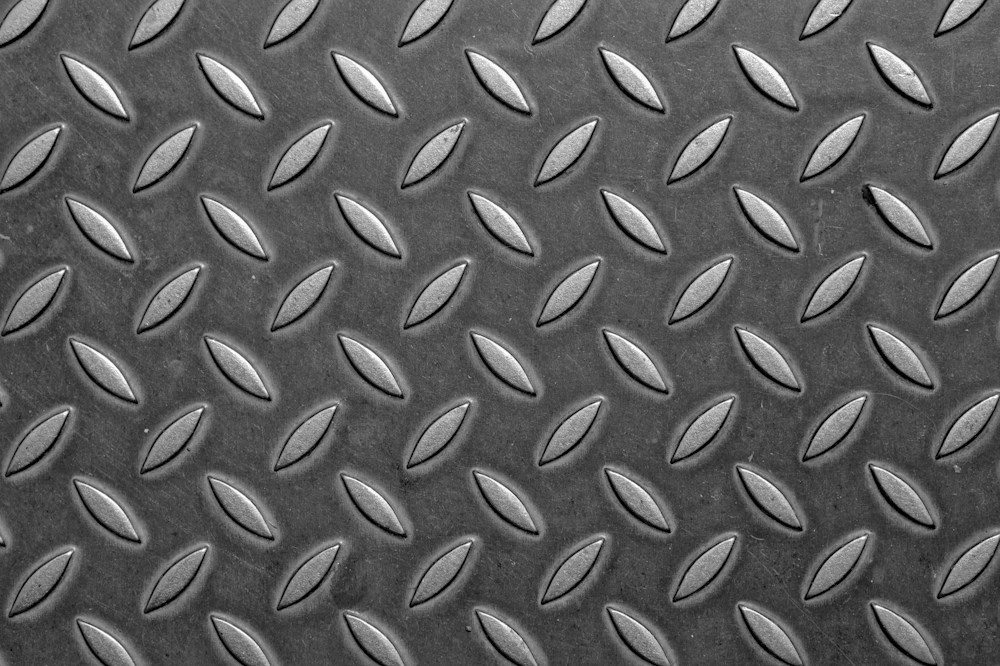 Close detail of industrial metal diamond plate